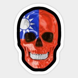 Taiwan Flag Skull - Gift for Taiwanese With Roots From Taiwan Sticker